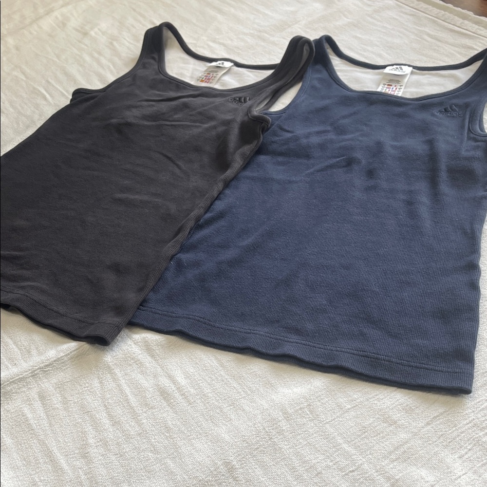 adidas Women's Tank Tops - Black & Navy Blue Ribbed Duo